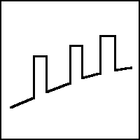 Historical progressive-relapsing diagram: an upward trend in disability is interrupted by three sharp rises and partial falls.
